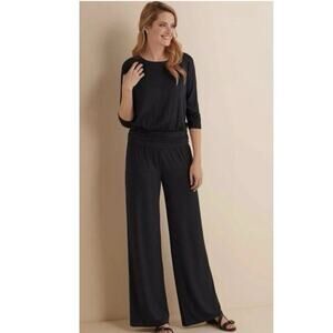 Soft Surroundings Jumpsuit Size L Tall Women Dolman Wide Leg Toujours Stretch